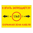 Табличка «Охранная зона кабеля 10 кВ. Копать запрещается», OZK-01 (металл, 400х300 мм)